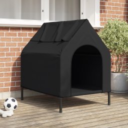 Casuta pentru caini Neagra din tesatura Oxford si Otel GartenMobel Dekor