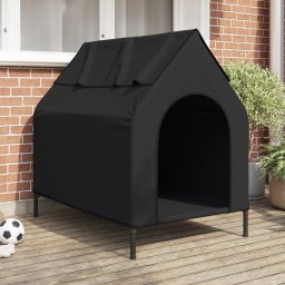 Casuta pentru caini Neagra Tesatura Oxford si Otel GartenMobel Dekor