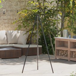 Tripod de Gatit la Foc de Tabara 150 cm Inaltime Otel GartenMobel Dekor
