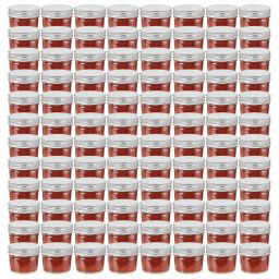 Borcane din sticla pentru gem, capace argintii, 96 buc, 110 ml GartenMobel Dekor