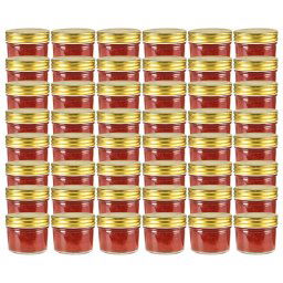 Borcane din sticla pentru gem, capace aurii, 48 buc, 110 ml GartenMobel Dekor