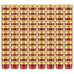 Borcane din sticla pentru gem, capace aurii, 96 buc, 110 ml GartenMobel Dekor