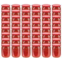 Borcane din sticla pentru gem, capac rosu, 48 buc., 230 ml GartenMobel Dekor