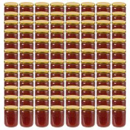 Borcane din sticla pentru gem, capace aurii, 96 buc., 230 ml GartenMobel Dekor