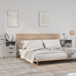 Noptiere, 2 buc., gri beton, lemn prelucrat GartenMobel Dekor