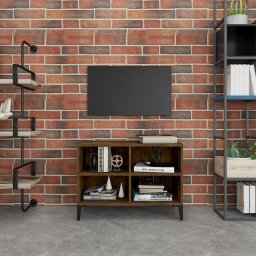 Comoda TV, picioare din metal, stejar afumat, 69,5x30x50 cm GartenMobel Dekor