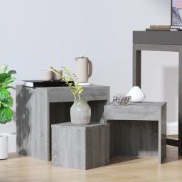 Mese suprapuse, 3 buc, stejar Sonoma gri, lemn prelucrat GartenMobel Dekor
