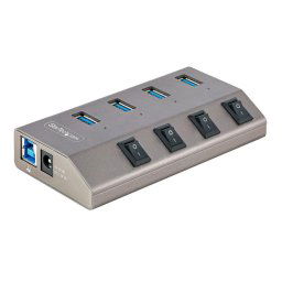 StarTech.com 4-Port Self-Powered USB-C Hub with Individual On/Off Switches, USB 3.0 5Gbps Expansion Hub w/Power Supply, Desktop/Laptop USB-C to USB-A Hub, 4x BC 1.2 (1.5A), USB Type C Hub - USB-C/A Host Cables (5G4AIBS-USB-HUB-EU) - hub - 4 ports