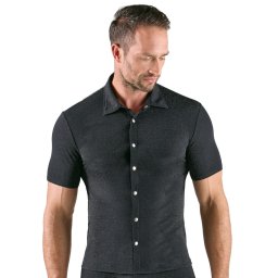 Svenjoyment Shimmering Lurex Tight-fitting Shirt with Short Sleeves 2161940 Black M