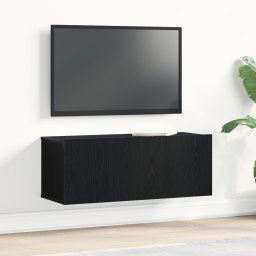 Stand TV Negru din Stejar 80x30x30 cm Fabricat din Lemn Fals GartenMobel Dekor