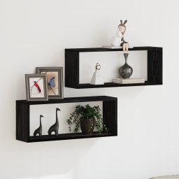 Rafturi vitaXL 2 buc Negru Stejar 60x15x23 cm Facute din lemn lamelat GartenMobel Dekor