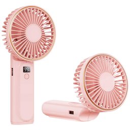 Mini Ventilatoare Ventilator Portabil cu Baterie si Display Digital, 5000mAh - Techsuit (M12) - Pink