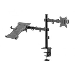 Suport de birou pentru monitor si laptop, Nexio, 17-32 inch(43cm-81cm), dubla articulatie, reglabil, capacitate sustinere 9KG/suport, Negru NX-LDT66-C024ML