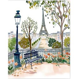 Set pictura pe numere, cu sasiu, Acuarela din Paris, 40x50 cm