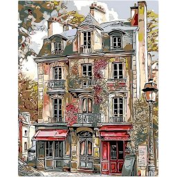 Set pictura pe numere, cu sasiu, Fatadele vechi din Paris, 40x50 cm