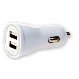 Techly Car USB charger 5V 1A/2.1A, 12/24V, two USB ports, white