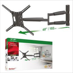 Suport TV Perete Barkan FullM 13" - 83", Capacitate max 50 kg, VESA: pana la 600x400mm, Negru