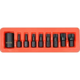 Set 9 biti de impact spline, YT-10663, cu adaptor 1/2", Cr-Mo