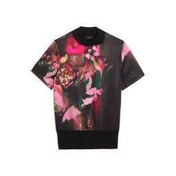 TED BAKER T-Shirt Asthaa Printed Woven Front Short Sleeve 276605 black