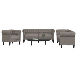 Set de canapele, 3 piese, gri taupe, textil GartenMobel Dekor