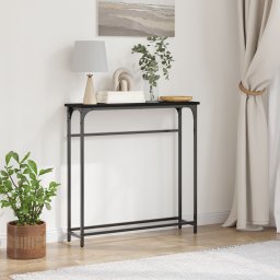 Masa Consola Negru Stejar 75x19,5x75 cm Lemn prelucrat GartenMobel Dekor