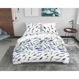 Lenjerie De Pat Bedora Feathers, pentru 2 persoane, 4 piese, bumbac, multicolor