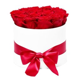 Aranjament floral Trandafiri parfumati de sapun, in cutie alba Luxury M (Culoare produse: galben)