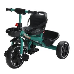 Tricicleta cu pedale, 2 - 6 ani, Verde, Sezut reglabil, 2 cosuri depozitare