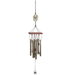 Clopotel de vant cu 6 tuburi sonore metalice pentru casa sau gradina, model cu fluturi