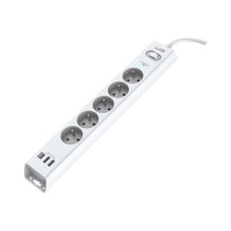 Winner Group - Protector de supratensiuni, 5 prize + 2xUSB-A + 1xUSB-C, alb