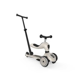 Trotineta copii cu sezut si maner, transformabila 3 in 1, Highwaykick 1 Push and Go Ash, 1-5 ani, pana la 50 kg, Scoot and Ride