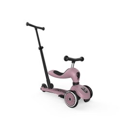 Trotineta copii cu sezut si maner, transformabila 3in1, Highwaykick 1 Push and Go Wildberry, 1-5 ani, pana la 50 kg, Scoot Ride