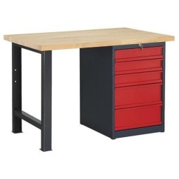 Masa de atelier Weld cu 5 sertare, 84 x 120 x 80 cm, antracit