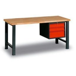 Masa de atelier Weld cu 3 sertare, 84 x 200 x 68,5 cm, antracit