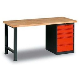 Masa de atelier Weld cu 5 sertare, 84 x 170 x 68,5 cm, antracit