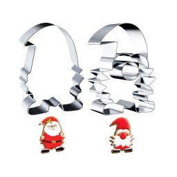 Set 2 forme biscuiti Mos Craciun , decupatoare inox Craciun , 8 cm , pentru fursecuri si fondant