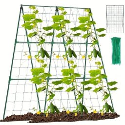 Ansamblu suport araci cu plasa pentru crestere castraveti, fasole, mazare, 210x210x1.1 cm