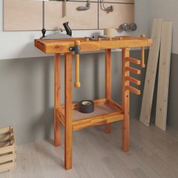 Banc de lucru cu menghine, 92x48x83 cm, lemn masiv de acacia GartenMobel Dekor