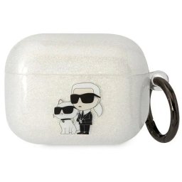 Husă Karl Lagerfeld Gliter Karl și Choupette pentru AirPods Pro 1/2 – Transparent