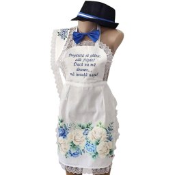 Set dezgătit mireasă-mire, model Flori albastre 4 piese Personalizat - Zile Fripte - ODIS507001
