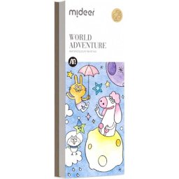 Carte de colorat cu apa, pensula de pictat si culori incluse, 19 x 8 x 1.3 cm, World Adventure Mideer MD4225