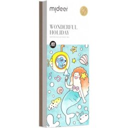 Carte de colorat cu apa, pensula de pictat si culori incluse, 19 x 8 x 1.3 cm, Wonderful Holiday Mideer MD4226