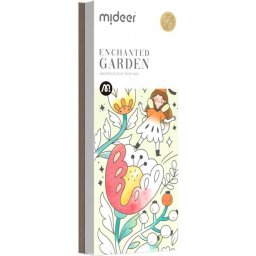 Carte de colorat cu apa, pensula de pictat si culori incluse, 19 x 8 x 1.3 cm, Enchanted Garden Mideer MD4195