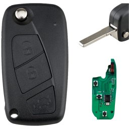 Cheie Auto Programabila Completa 433MHz, cu 3 butoane, compatibila Fiat Qubo, Fiorino, Doblo, Punto, Citroen Nemo, Peugeot Bipper – cip ID46/PCF7946, sistem Delphi