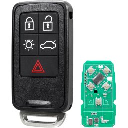Cheie Auto Programabila Completa 433MHz, Techstar, cu 5 butoane si Cip ID46, Compatibila Volvo S60, V60, V70, XC60, XC70, S80, V40, FCCID: KR55WK49264, cu electronica si lama netaiata