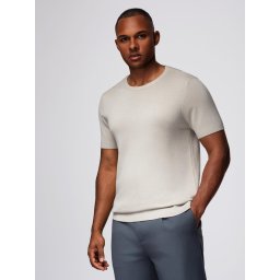 Ombre Classic knitted men's shirt with ribbed cuffs - light grey