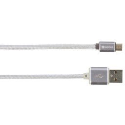 Cablu USB SKross Steel Line cu Conector MicroUSB 1m Argintiu