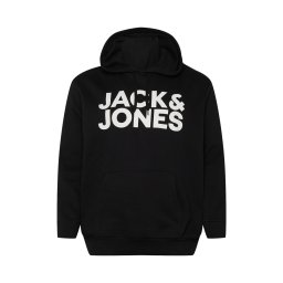 Jack & Jones Plus Pulover 'Ecorp' negru / alb