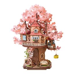 Puzzle 3D, din lemn, Casuta din copacul sakura, 535 piese
