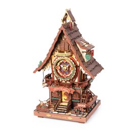 Puzzle 3D, din lemn, electric, Ceas cu cuc - lemn colorat, 435 piese